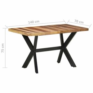 Jídelní stůl masivní dřevo / ocel Dekorhome 140x70x75 cm