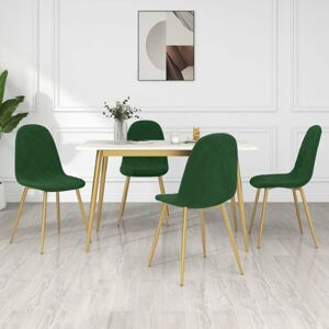 Jídelní židle 4 ks samet / kov Dekorhome Tmavě zelená