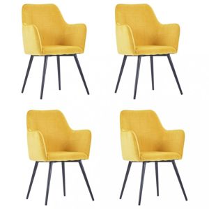 Jídelní židle 4 ks samet / ocel Dekorhome Žlutá