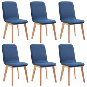 Jídelní židle 6 ks látka / dub Dekorhome Modrá