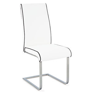Jídelní židle B989 WT - chrom/koženka bílá s černou paspulí