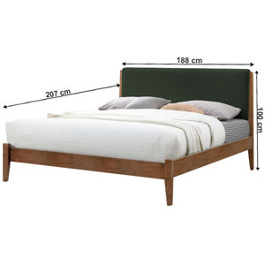 Manželská postel NOLAS 183x200 cm ořech / tmavě zelená Tempo Kondela 183x200 cm