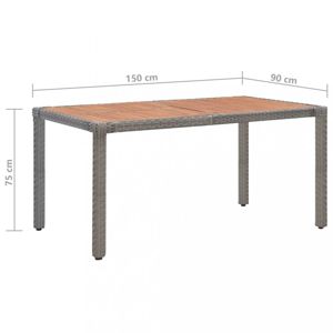 Zahradní stůl šedý polyratan / akácie Dekorhome 150x90x75 cm