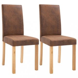 Jídelní židle 2 ks umělá kůže / dřevo Dekorhome Hnědá