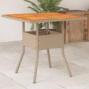 Zahradní stůl béžový 80 x 80 x 75 cm polyratan akáciové dřevo