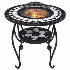 Mozaikový stolek s ohništěm Dekorhome Černá