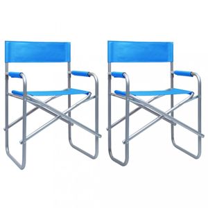 Režisérské židle 2 ks ocel Dekorhome Modrá