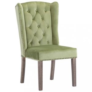 Jídelní židle samet / kaučukovník Dekorhome Zelená