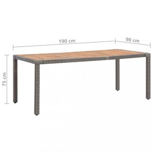 Zahradní stůl šedý polyratan / akácie Dekorhome 190x90x75 cm