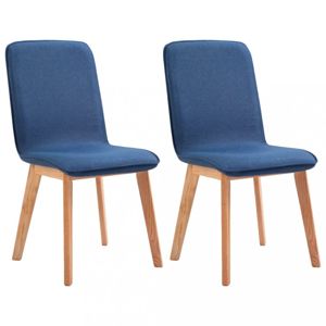 Jídelní židle 2 ks látka / dub Dekorhome Modrá