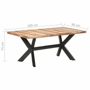 Jídelní stůl masivní dřevo / ocel Dekorhome 180x90x75 cm