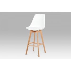 Barová židle CTB-801 plast / ekokůže / buk Autronic Bílá