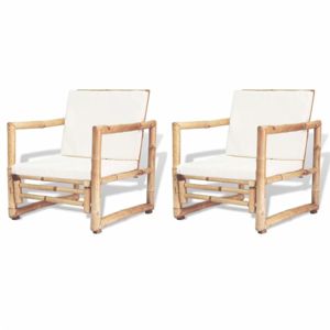 Zahradní židle 2 ks bambus / bílá