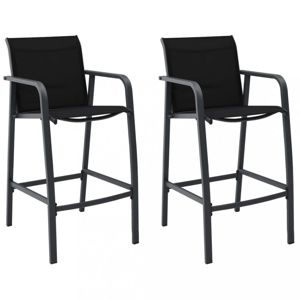 Zahradní barové židle 2 ks textilen Dekorhome Černá