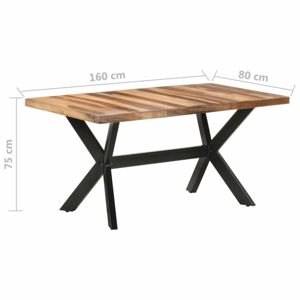 Jídelní stůl masivní dřevo / ocel Dekorhome 160x80x75 cm