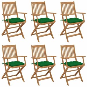 Skládací zahradní židle s poduškami 6 ks Dekorhome Zelená
