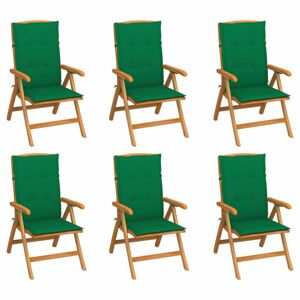 Zahradní židle 6 ks teak / látka Dekorhome Zelená