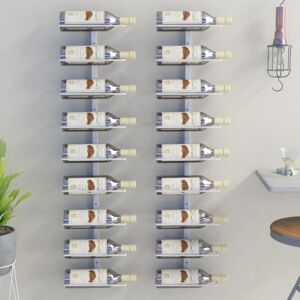 Nástěnný stojan na víno na 18 lahví 2 ks Dekorhome Bílá
