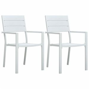 Zahradní židle 2 ks HDPE dřevěný vzhled Dekorhome Bílá