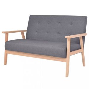 Dvoumístná sedačka textil / dřevo Dekorhome Tmavě šedá