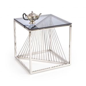 Konferenční stolek INFINITY 55x55 cm sklo / stříbrná Halmar