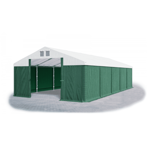 Skladový stan 5x10x2,5m střecha PVC 560g/m2 boky PVC 500g/m2 konstrukce ZIMA PLUS Zelená Bílá Zelená