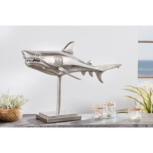 Dekorační socha žralok AMEIS 70 cm Dekorhome Stříbrná