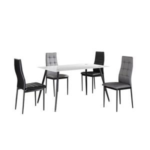 Jídelní stůl ADMER bílé sklo / černý kov Tempo Kondela