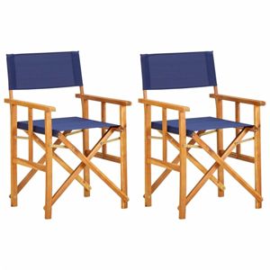 Režisérské židle 2 ks akáciové dřevo Dekorhome Modrá