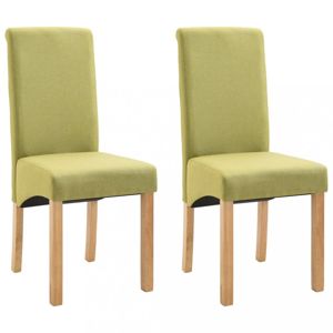 Jídelní židle 2 ks látka / dřevo Dekorhome Zelená