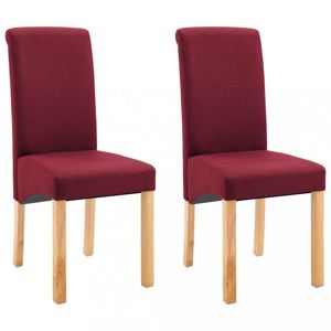 Jídelní židle 2 ks látka / dřevo Dekorhome Červená