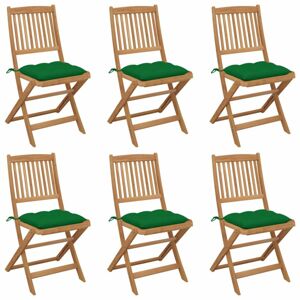 Skládací zahradní židle s poduškami 6 ks Dekorhome Zelená