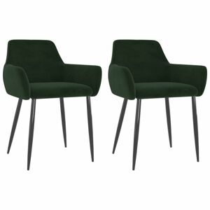 Jídelní židle 2 ks samet / kov Dekorhome Tmavě zelená