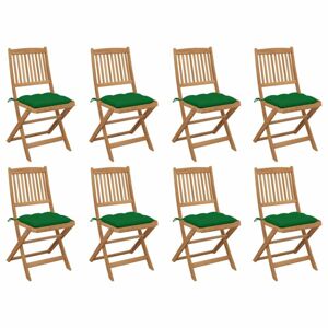 Skládací zahradní židle s poduškami 8 ks Dekorhome Zelená