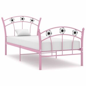 Dětská postel 90x200 kov Dekorhome Růžová