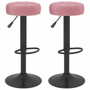Barové stoličky 2 ks samet / kov Dekorhome Růžová