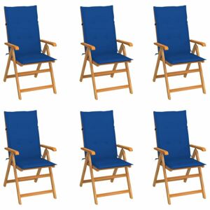 Zahradní židle 6 ks teak / látka Dekorhome Modrá