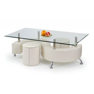 Konferenční stůl NINA 3 H bílá s taburety Halmar
