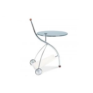 Servírovací stolek CT-3040 sklo / chrom / ekokůže Autronic