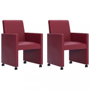 Jídelní židle 2 ks umělá kůže Dekorhome Červená