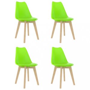 Jídelní židle 4 ks plast / umělá kůže / buk Dekorhome Zelená