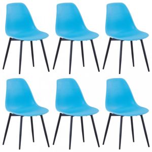 Jídelní židle 6 ks plast / kov Dekorhome Modrá
