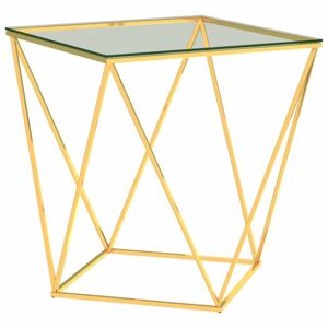 Konferenční stolek nerezová ocel / sklo Dekorhome Zlatá