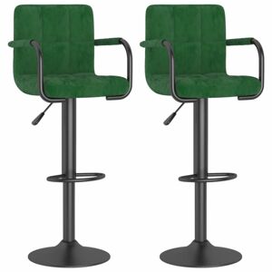 Barová židle 2 ks samet / kov Dekorhome Tmavě zelená