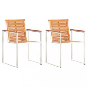 Zahradní židle 2 ks akáciové dřevo / nerezová ocel Dekorhome