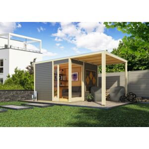 Dřevěný zahradní domek s přístavkem 502 x 304 cm Dekorhome
