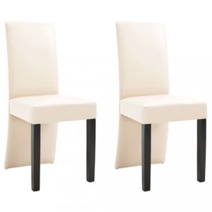 Jídelní židle 2 ks umělá kůže / dřevo Dekorhome Krémová
