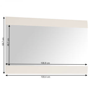 Zrcadlo LYNATET bílá vysoký lesk Tempo Kondela 110x2x69 cm