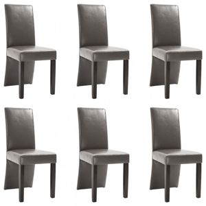 Jídelní židle 6 ks umělá kůže / dřevo Dekorhome Tmavě šedá