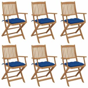 Skládací zahradní židle s poduškami 6 ks Dekorhome Tmavě modrá